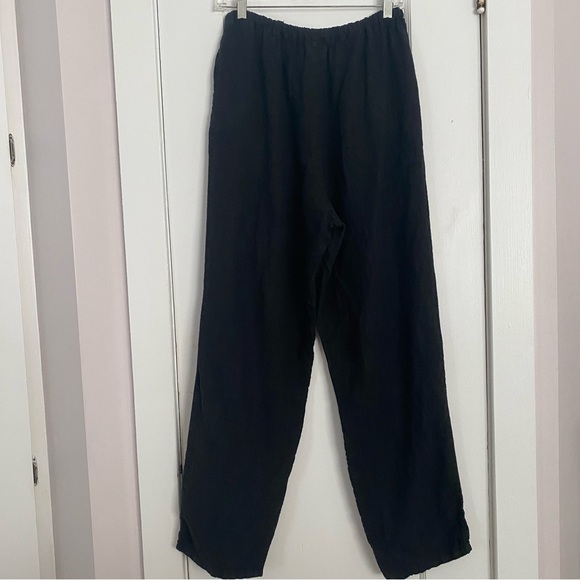 Black wide leg linen pants, women’s size L - Picture 5 of 7